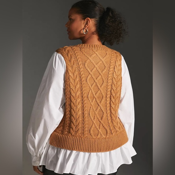 By Anthropologie Sweater Vest & Blouse Layered Top - size XLP - Picture 2 of 9